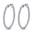Thin Diamond Hoop Earrings - 35MM