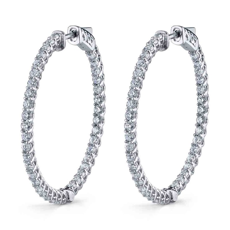Thin Diamond Hoop Earrings - 35MM