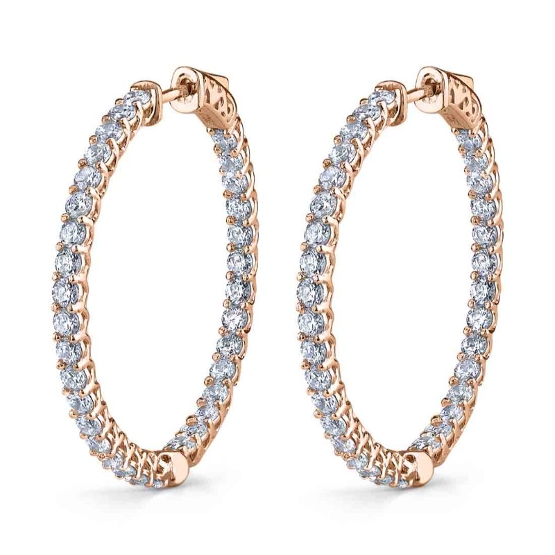 Thick Diamond Hoop Earrings - 35mm