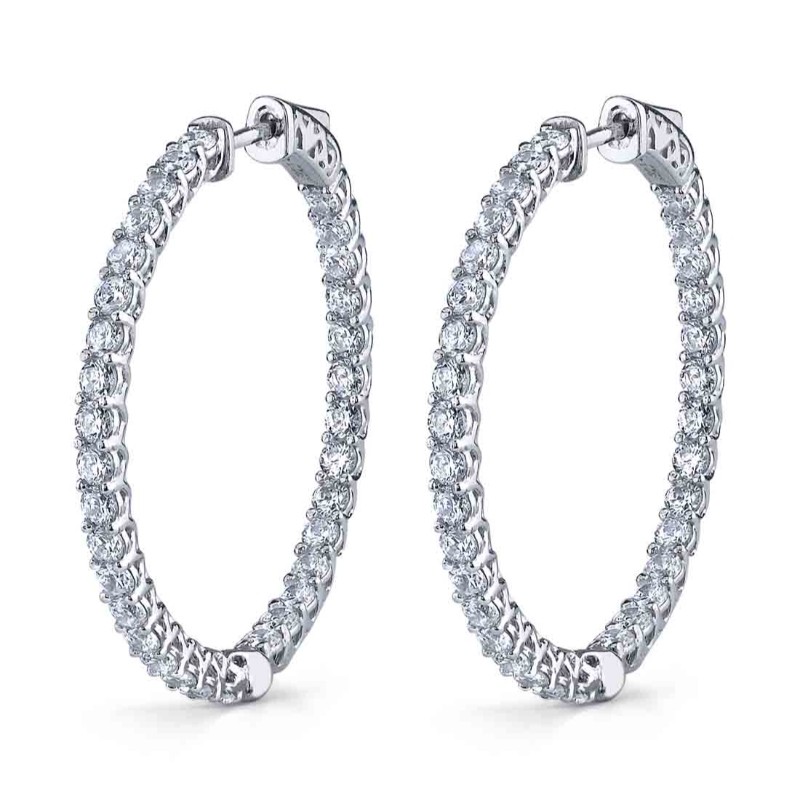 Thick Diamond Hoop Earrings - 35mm