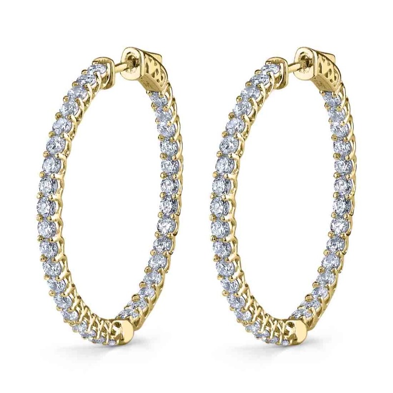 Thick Diamond Hoop Earrings - 35mm