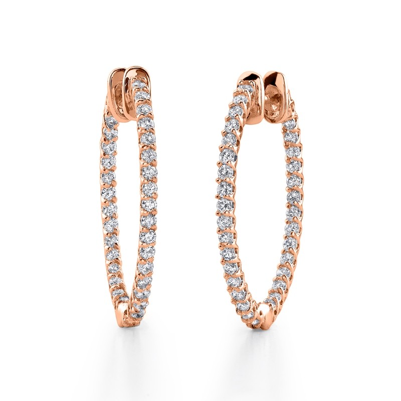 Oval Diamond Hoop Earrings - 22 x 30 mm