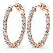Oval Diamond Hoop Earrings - 25 x 30 mm