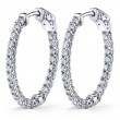 Oval Diamond Hoop Earrings - 25 x 30 mm