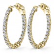 Oval Diamond Hoop Earrings - 25 x 30 mm