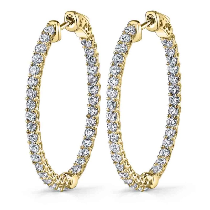 Oval Diamond Hoop Earrings - 32 X 40 MM