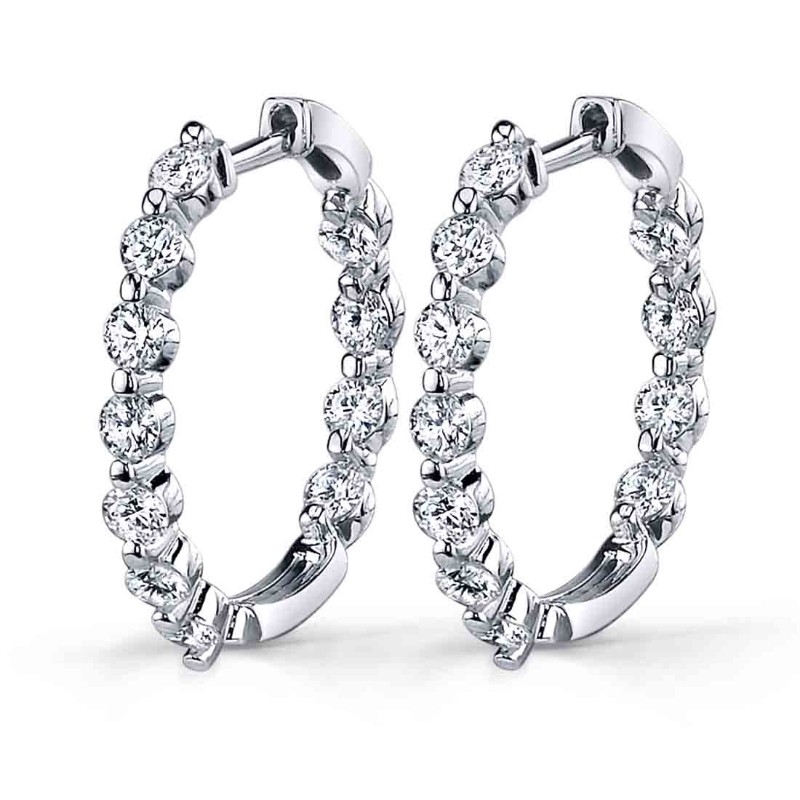 Single Prong Diamond Hoop Earrings