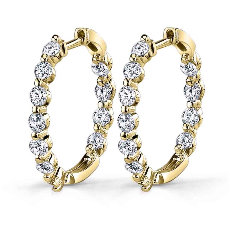 Single Prong Diamond Hoop Earrings