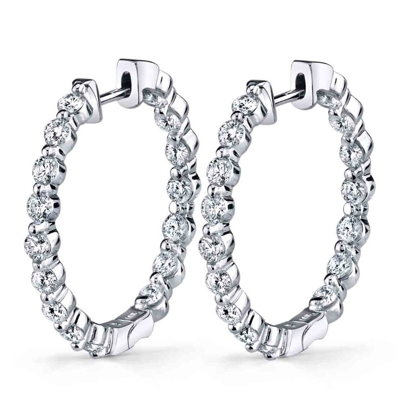 Single Prong Diamond Hoop Earrings