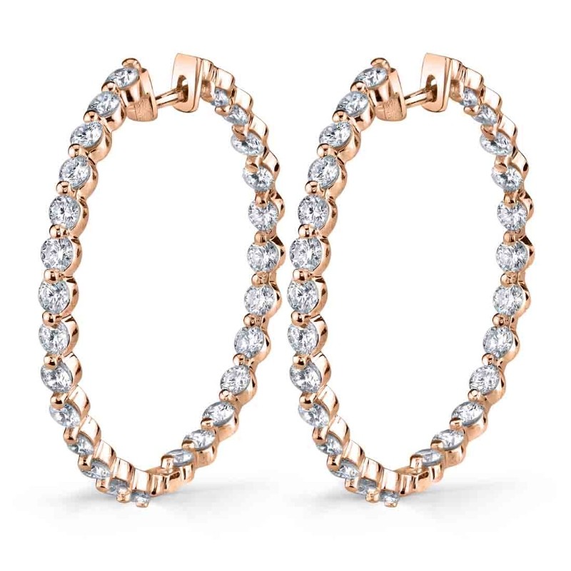 Single Prong Diamond Hoop Earrings
