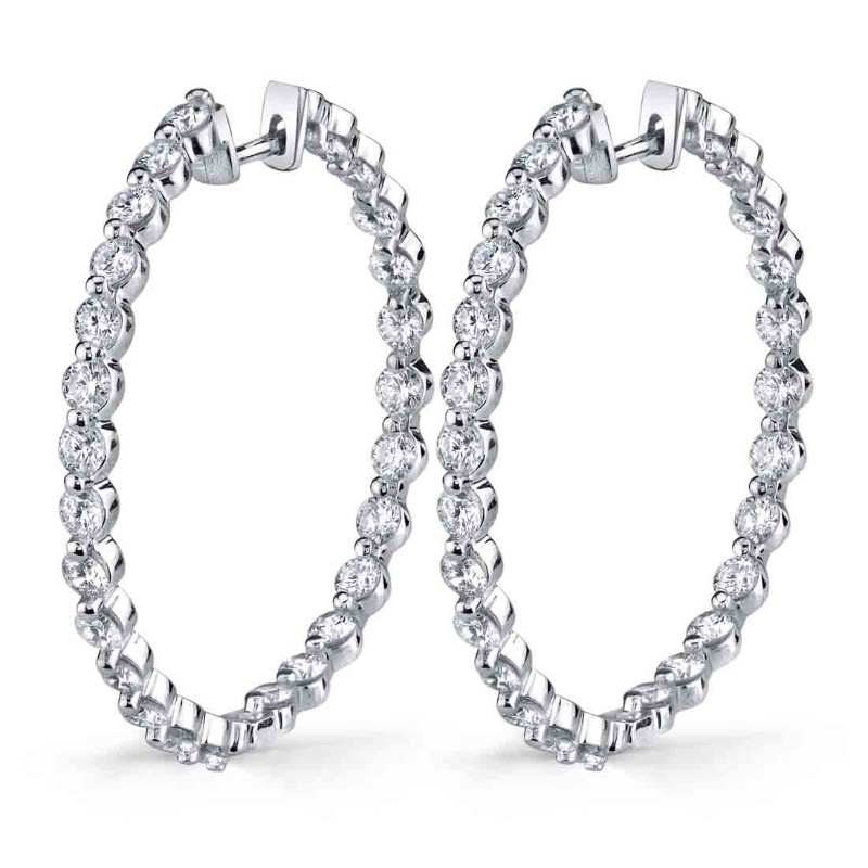 Single Prong Diamond Hoop Earrings