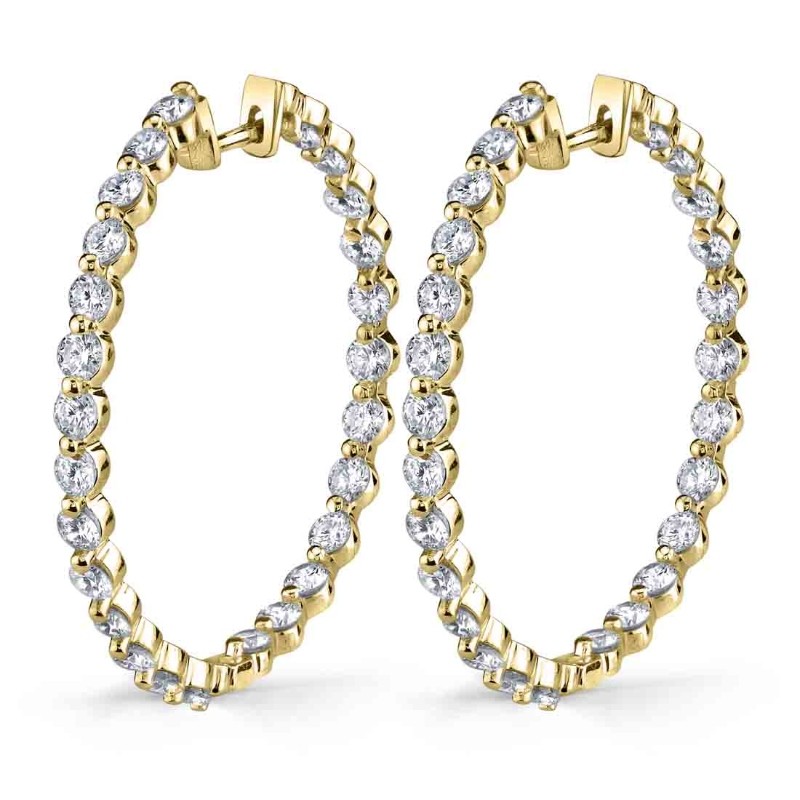 Single Prong Diamond Hoop Earrings