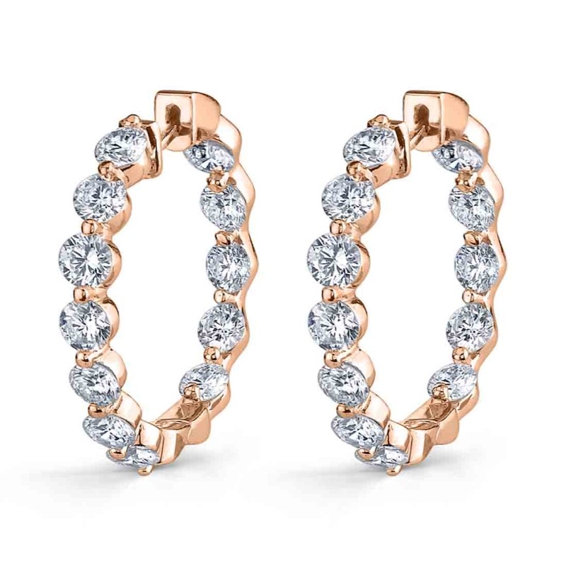 Single Prong Diamond Hoop Earrings
