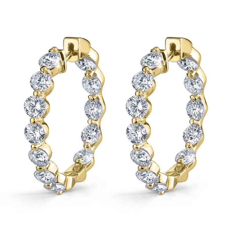 Single Prong Diamond Hoop Earrings