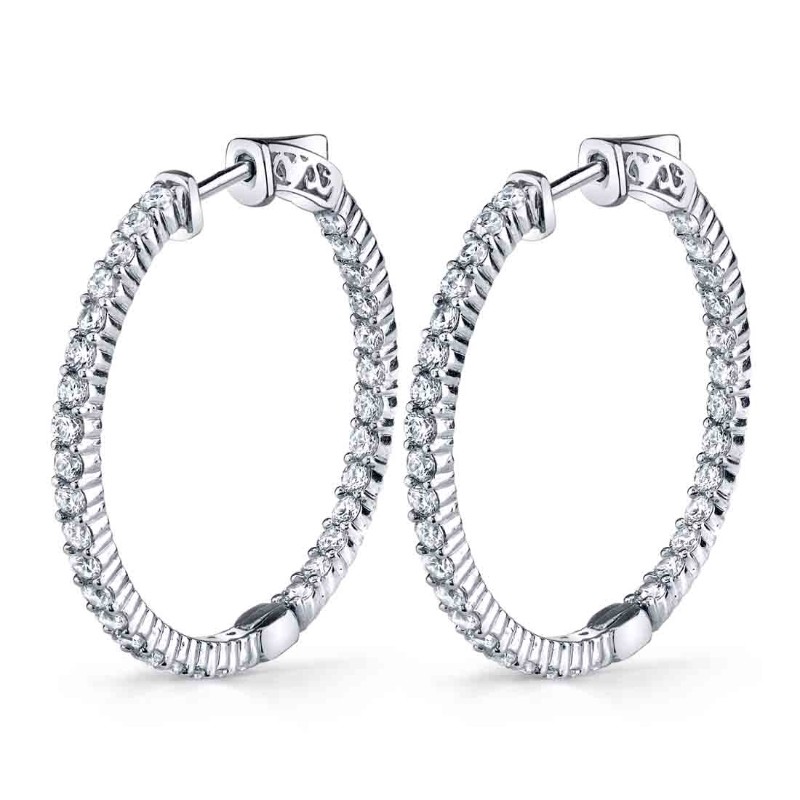 Classic Pave Diamond Hoop Earrings - 44MM - 3 CT