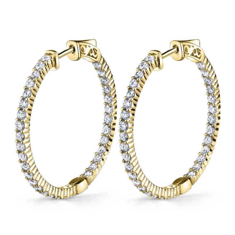 Classic Pave Diamond Hoop Earrings - 30MM - 2 CT