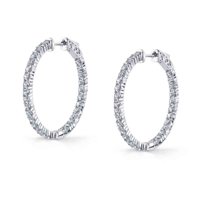 Classic Diamond Hoop Earrings - 32MM - 3 CT
