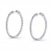 Thin Single Prong Diamond Hoop Earrings - 32MM - 1.8 CT