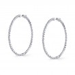 Thin Single Prong Diamond Hoop Earrings - 44MM - 2.7 CT
