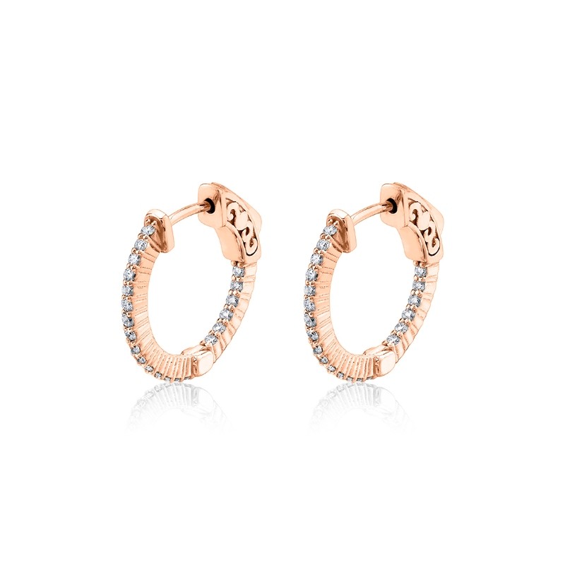 Shared Prong Diamond Hoop Earring - 18MM