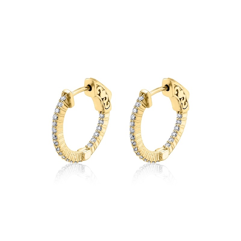 Shared Prong Diamond Hoop Earring - 18MM