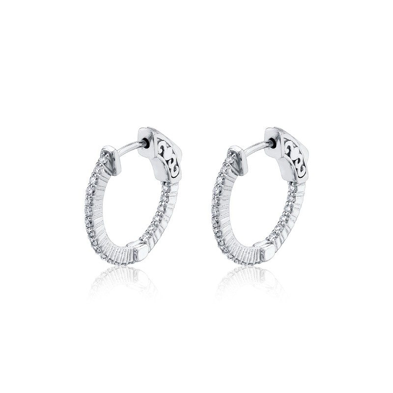 Shared Prong Diamond Hoop Earring - 18MM