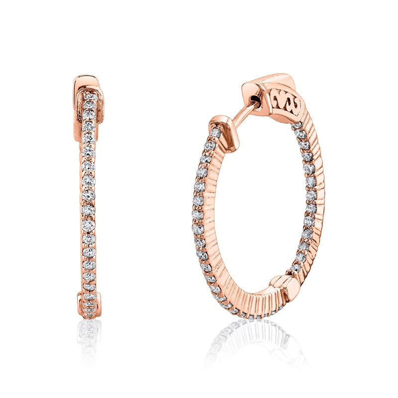 Shared Prong Diamond Hoop Earring - 24MM