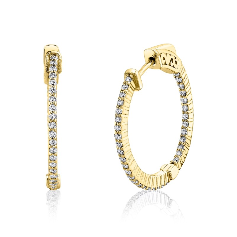 Shared Prong Diamond Hoop Earring - 24MM