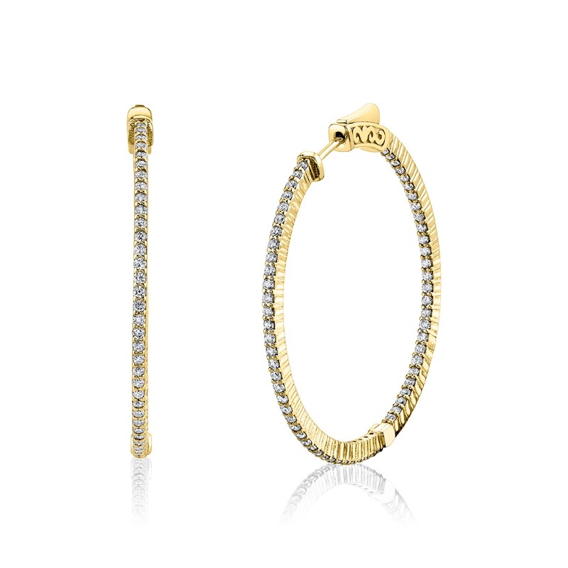 Shared Prong Diamond Hoop Earring - 37MM