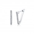 V-Shaped Diamond Hoop Earrings - 15MM