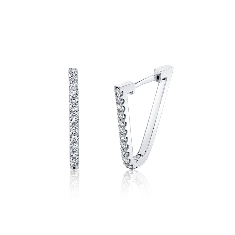 V-Shaped Diamond Hoop Earrings - 20MM