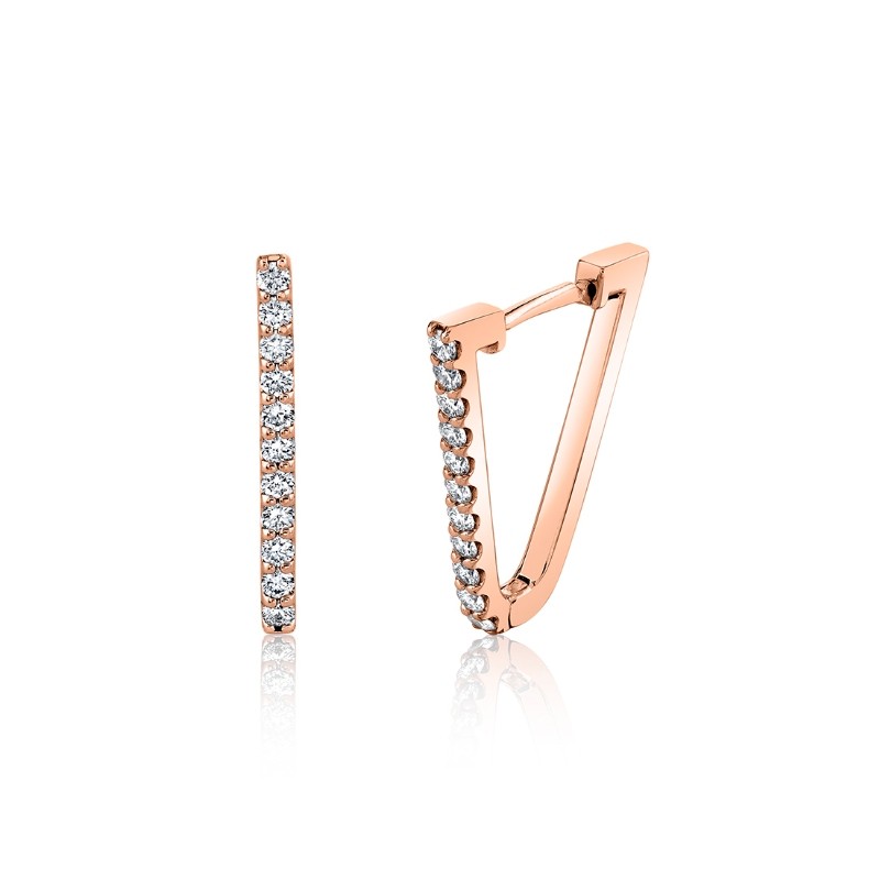 V-Shaped Diamond Hoop Earrings - 20MM