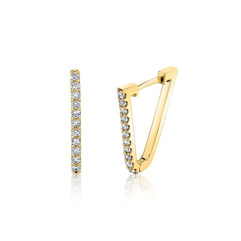 V-Shaped Diamond Hoop Earrings - 20MM