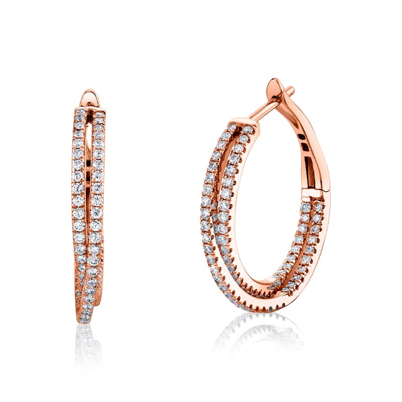 Crossover Diamond Hoop Earrings