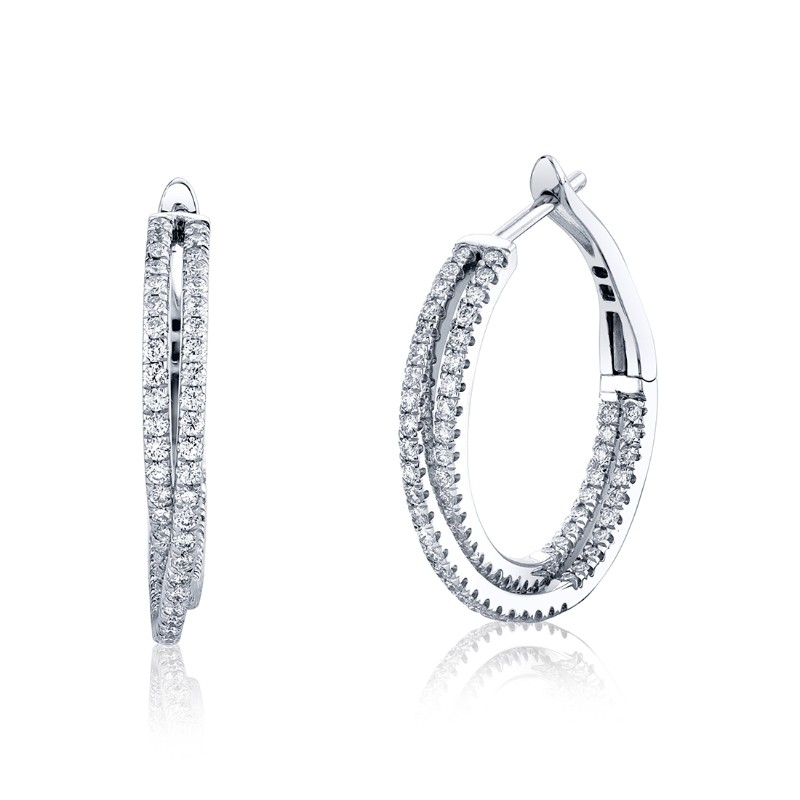 Crossover Diamond Hoop Earrings