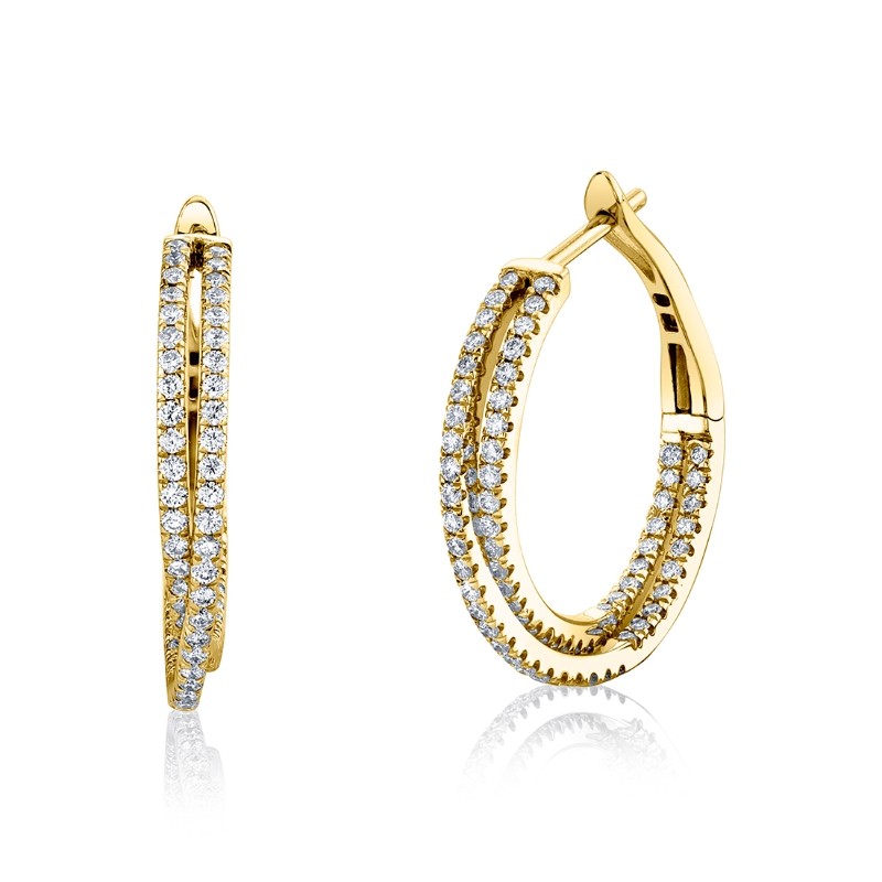 Crossover Diamond Hoop Earrings