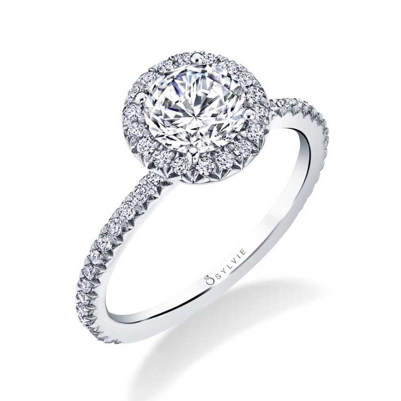 Round Cut Classic Halo Engagement Ring - Vivian