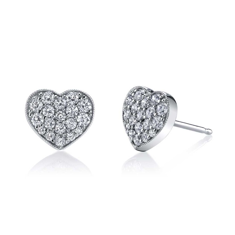 Heart Shaped Diamond Earrings
