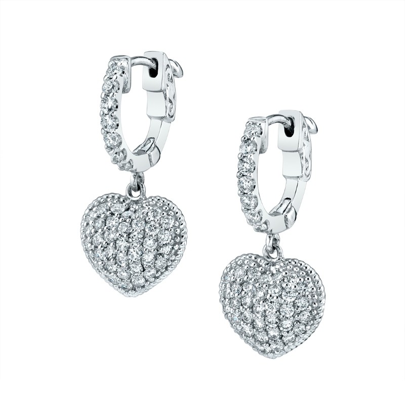 Heart Shaped Diamond Huggie Earrings