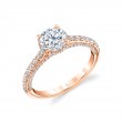 Round Cut Hidden Halo Engagement Ring with Diamond Profile - Layla