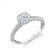 Round Cut Hidden Halo Engagement Ring with Diamond Profile - Layla