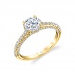 Round Cut Hidden Halo Engagement Ring with Diamond Profile - Layla