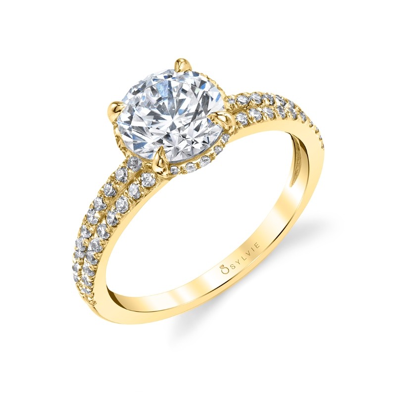 Round Cut Hidden Halo Ring - Serena