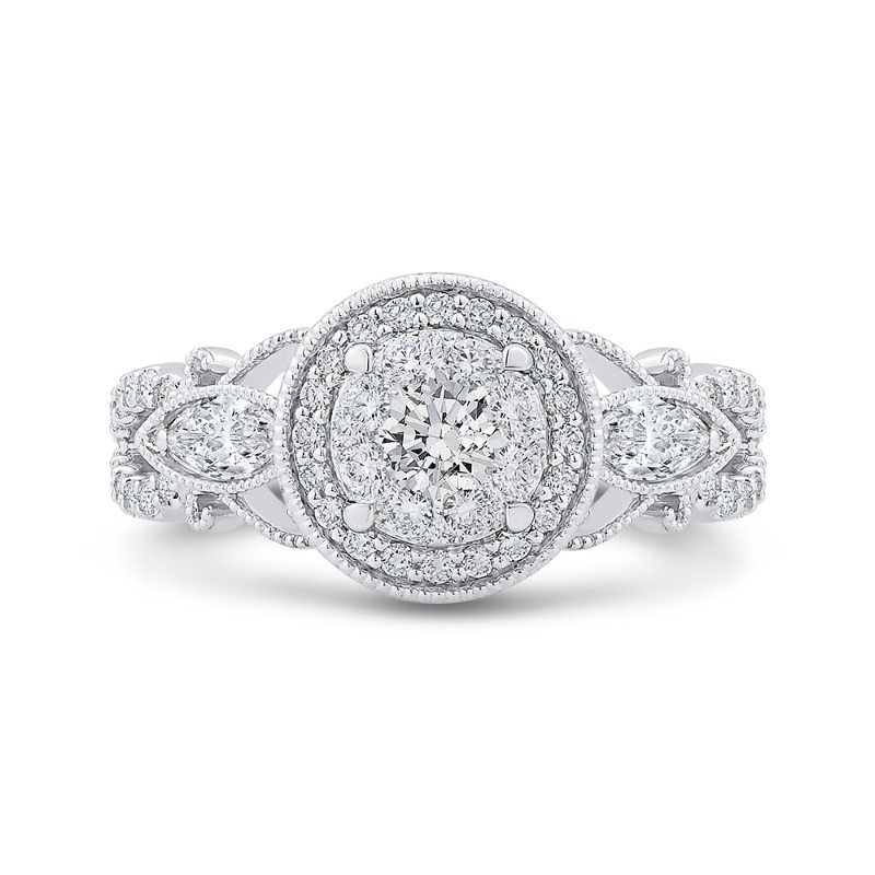 Diamond Halo Engagement Ring in 14K White Gold