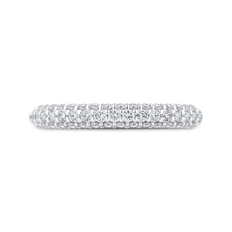 Round Diamond Half-Eternity Wedding Band in 14K White Gold