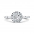 Round & Baguette Cut Diamond Halo Engagement Ring in 14K White Gold