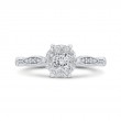 Round and Marquise Cut Diamond Engagement Ring in 14K White Gold
