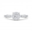 Round & Princess Cut Diamond Engagement Ring in 14K White Gold