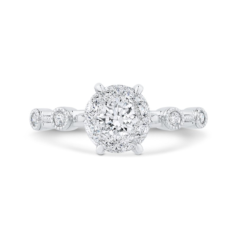 Round Diamond Engagement Ring in 14K White Gold