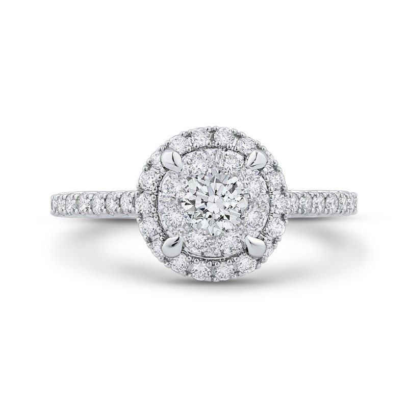 Diamond Halo Engagement Ring in 14K Two Tone Gold